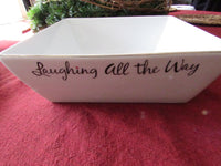 Vintage Christmas Bowl Tis The Season to Be Jolly Large Square Serving Bowl St Nicholas Square Eat Drink & Be Merry