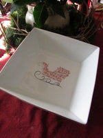 Vintage Christmas Bowl Tis The Season to Be Jolly Large Square Serving Bowl St Nicholas Square Eat Drink & Be Merry