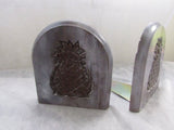 Vintage Wooden Painted Bookends Pineapple Bookends Upcycled Repurposed Home Office Decor Storage Organization