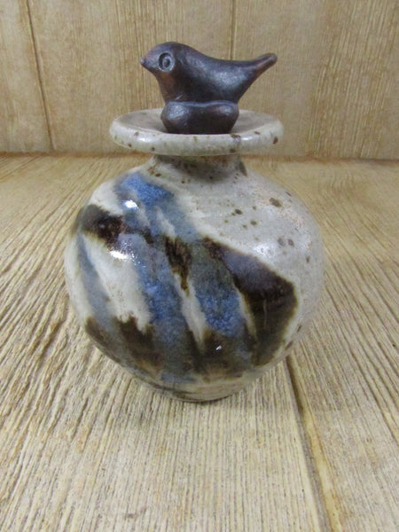 Vintage Ceramic Art Pottery Incense Holder With Bird Stopper Praise God Rob Grimes OOAK Home/Office/Room Fragrance Diffuser Reed Holder