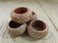 Vintage Woven Napkin Rings Set of 4 Boho Summertime Tabletop Al Fresco Dining Patio Pool Picnic