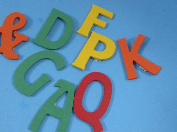 Vintage Lot Magnetic Wooden Letters Wooden Upcycle Crafting Supplies Alphabet Primary Colors 20 Pieces