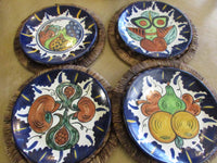 Vintage Art Pottery Plate Talavera Mexico Hand Painted/Crafted Red Clay Hanging Folk Art Collectibles EACH Fruit/Vegetables Mediterranean