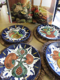 Vintage Art Pottery Plate Talavera Mexico Hand Painted/Crafted Red Clay Hanging Folk Art Collectibles EACH Fruit/Vegetables Mediterranean