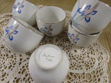 Vintage Porcelain Sake Tea Cups Otigari Japan Purple Bearded Iris Set of 5 Hot Tea Sake Cup Set Japanese Tea Cups Without Handles