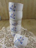 Vintage Porcelain Sake Tea Cups Otigari Japan Purple Bearded Iris Set of 5 Hot Tea Sake Cup Set Japanese Tea Cups Without Handles
