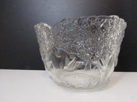 Vintage Mikasa Crystal Bowl True Love Raised Relief Pattern Trees Birds Scalloped Edge Clear Embossed Salad Serving Bowl Germany