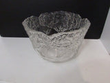 Vintage Mikasa Crystal Bowl True Love Raised Relief Pattern Trees Birds Scalloped Edge Clear Embossed Salad Serving Bowl Germany