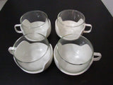 Vintage Mod Coffee/Tea Cups Plastic Holder Glass Insert Stacking Mugs Space Age Set of 4