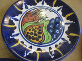 Vintage Art Pottery Plate Talavera Mexico Hand Painted/Crafted Red Clay Hanging Folk Art Collectibles EACH Fruit/Vegetables Mediterranean