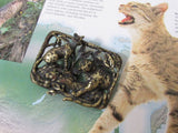 Vintage Brass Dennis Basso Brass Pin Jungle Cats Brooch Circa 1980's Safari Animal Genre Jewelry