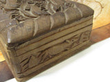 Vintage Hand Carved Primitive Wooden Box Wood Box Animals Woodland Collectible Storage Box