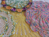 Vintage Embroidery Doilies Crochet Doily EACH Victorian Style Round Dresser Tabletop