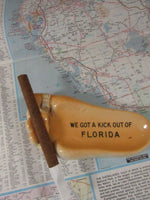 Vintage Florida Souvenir Ashtray Tobacciana Kitschy Florida Foot Shape Souvenir Mid Century We Got a Kick Out of Florida