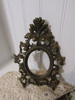 Vintage Metal Frame Shabby Chic Brass Picture Frame, Baroque Gold Frame, Ornate Oval Frame, No Glass