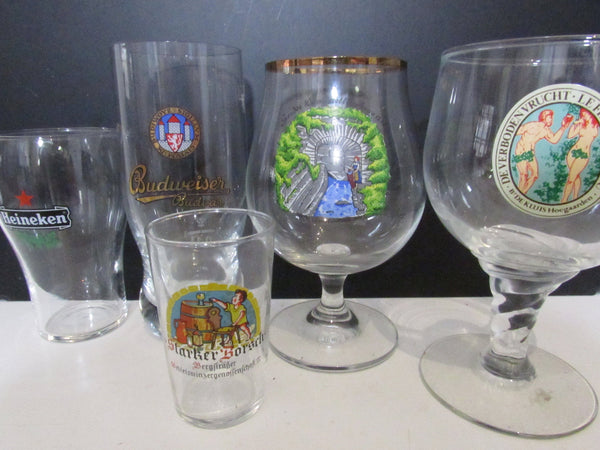 Vintage Lot of Eurpopean Beer Glasses Set of 5 Craft Beer Lover Groomsman/Groom Gift Idea Oktoberfest Assorted Beer Glasses Pilsner Porter