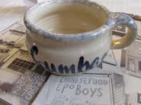 Vintage Blue Spongeware Pottery Bowl Gumbo Soup Cup/ Mug Ellis Pottery Marshall, TX