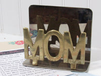 Vintage MOM Napkin Holder Bill/Letter/Envelope Holder Memo Desktop Brass Stainless/Chrome Taiwan