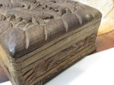 Vintage Hand Carved Primitive Wooden Box Wood Box Animals Woodland Collectible Storage Box