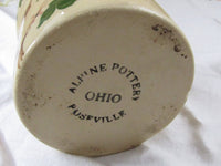 Vintage Pottery Crock/Planter Spongeware Heart Accent Alpine Pottery Roseville Ohio Circa 1980's Cottage chic