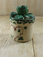 Vintage Pottery Crock/Planter Spongeware Heart Accent Alpine Pottery Roseville Ohio Circa 1980's Cottage chic