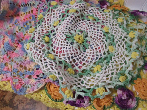 Vintage Embroidery Doilies Crochet Doily EACH Victorian Style Round Dresser Tabletop