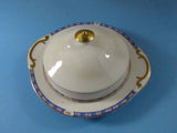 Vintage National China Covered Butter Dish Cheese Plate 18 Carat gold Handles Cottage Chic Serving Dish Tabletop La Rosa Pattern