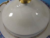 Vintage National China Covered Butter Dish Cheese Plate 18 Carat gold Handles Cottage Chic Serving Dish Tabletop La Rosa Pattern