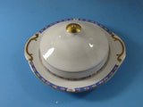 Vintage National China Covered Butter Dish Cheese Plate 18 Carat gold Handles Cottage Chic Serving Dish Tabletop La Rosa Pattern