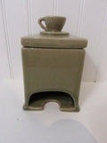 Vintage Ceramic Tea Bag Holder with Teacup Lid Tea Bags Kitchen Decor Retro Kitchen Avocado Green