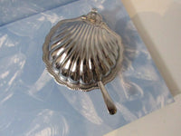 Vintage Caviar Serving Lidded Bowl Scallop Shape Silver Dish Silver Scallop Dish, Scallop Soap Dish, Sea Shell Dish, Seashell Dish