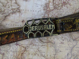 Vintage Leather Souvenir Belt Jerusalem Unisex Wardrobe Accessory Circa 1992