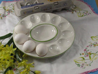 Vintage Oyster Plate/Deviled Egg Platter Serving Entertaining Creamy White Country French Provincial Made in Italy Zanolli Hand Painted