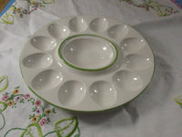 Vintage Oyster Plate/Deviled Egg Platter Serving Entertaining Creamy White Country French Provincial Made in Italy Zanolli Hand Painted