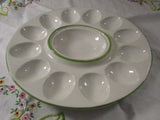 Vintage Oyster Plate/Deviled Egg Platter Serving Entertaining Creamy White Country French Provincial Made in Italy Zanolli Hand Painted