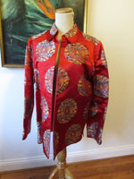 Vintage Chinese Style Jacket Cheongsam Reversible Brocade Lined Jacket Unisex Accessories Wardrobe Separates Size Large Boxy Style