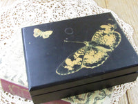 Vintage Butterfly Decoupage Card Holder Storage Box Divided Box Cottage Chic Naturalist Decor OOAK Handcrafted Box