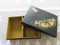 Vintage Butterfly Decoupage Card Holder Storage Box Divided Box Cottage Chic Naturalist Decor OOAK Handcrafted Box