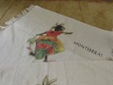 Vintage Souvenir Placemats/Tea Towels West Indies Montserrat Travel Decor Set of 2 Frame-able Fiber Art