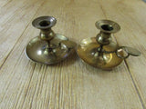 Vintage Solid Brass Candleholder Finger Loop Candle Stick Holder Home Decor Chamber Candle Holder Chamberstick Set of 2 British Colonial
