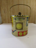 Vintage Metal Tin Biscuit Barrel With Lid Cookie Tin With Handle Barel Ware England Mid Century Folk Art PA Dutch Homestead Pattern