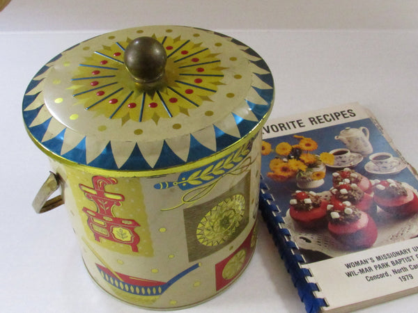 Vintage Metal Tin Biscuit Barrel With Lid Cookie Tin With Handle Barel –  TheFlyingHostess