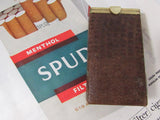 Vintage Metal leather Cigarette Box Holder Cigarette Pack Holder Case Tobacciana Collectible Baronet Genuine Cowhide