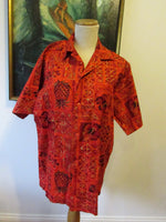 Vintage Authentic Hawaiian Shirt Unisex Mid Century Tiki Kawaii Style Malihni Summer Vintage Men Size Medium