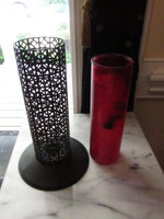 Vintage Metal Candle Holders Goth Black Metal Mid Century Candleholders Set of 2 Pillar Style