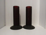 Vintage Metal Candle Holders Goth Black Metal Mid Century Candleholders Set of 2 Pillar Style