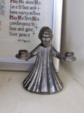 Vintage Silverplate Choir Boy Candle Holder OR Angel With Bird Prayer Room Prayer Alter In Remembrance Italy