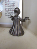 Vintage Silverplate Choir Boy Candle Holder OR Angel With Bird Prayer Room Prayer Alter In Remembrance Italy