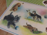 Vintage Dog Breeds Laminated Placemats Mid Century Quirky Table Mats Set of 3/ 17 x 11  Poodle German Shepard Daschund Dog Lover