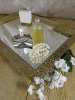 Vintage Gold Filigree Vanity Tray Mirrored Perfume Tray Oversized Decorative Rectangular Tray French Mid Century Style Home Decor 13 x 19
